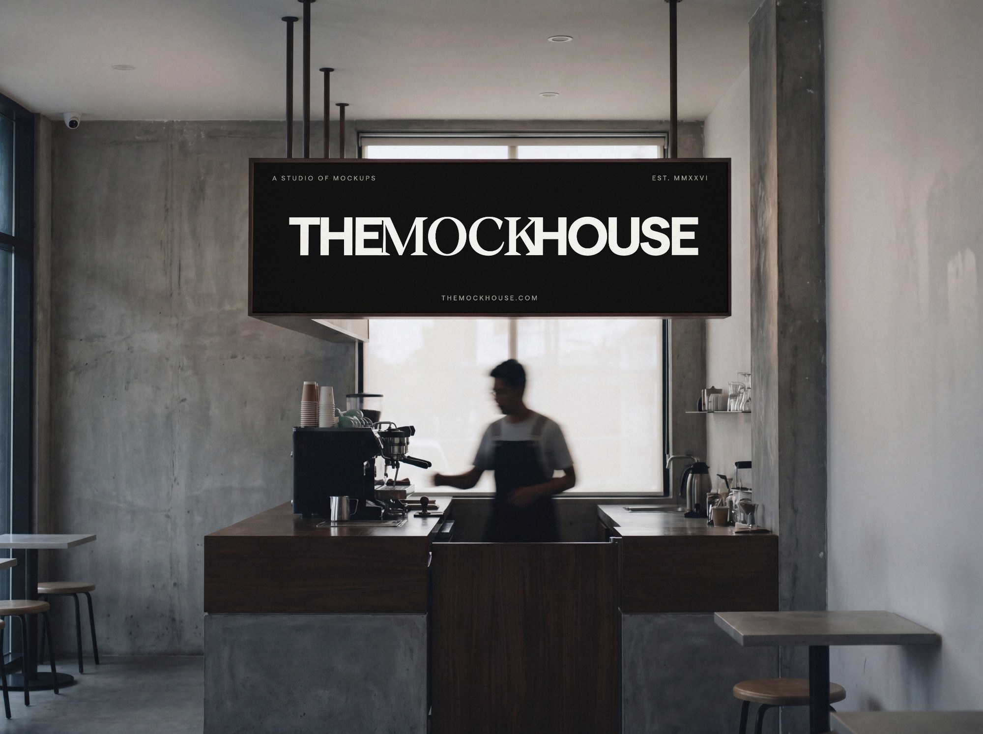 Cafe Sign 01 storefront mockup